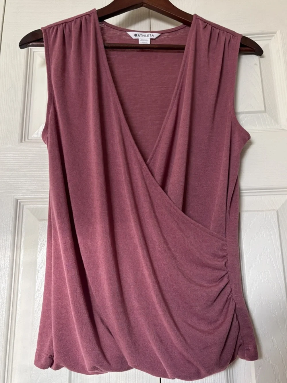 Athleta Breezy Wrap Tank Top in Pink Mauve Size Small | Athleisure Lounge Wear - Picture 2 of 8